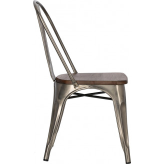 Krzesło metalowe industrialne Paris Wood metaliczny/sosna orzech D2.Design