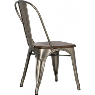 Krzesło metalowe industrialne Paris Wood metaliczny/sosna orzech D2.Design