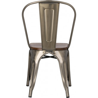 Krzesło metalowe industrialne Paris Wood metaliczny/sosna orzech D2.Design