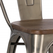 Krzesło metalowe industrialne Paris Wood metaliczny/sosna orzech D2.Design