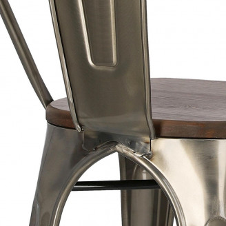 Krzesło metalowe industrialne Paris Wood metaliczny/sosna orzech D2.Design
