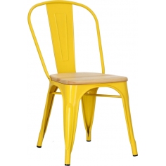 Designerskie Krzesło metalowe Paris Wood żółty/sosna naturalna D2.Design do kuchni i jadalni.
