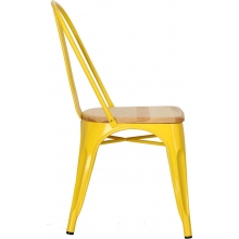 Krzesło metalowe industrialne Paris Wood żółty/sosna naturalna D2.Design