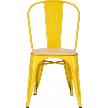Krzesło metalowe industrialne Paris Wood żółty/sosna naturalna D2.Design
