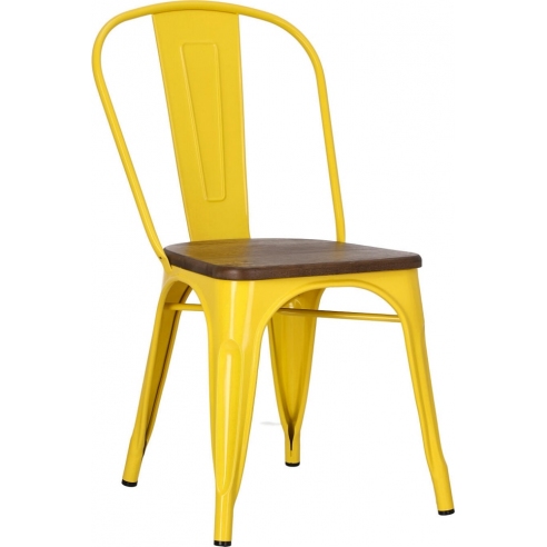 Designerskie Krzesło metalowe Paris Wood żółty/sosna orzech D2.Design do kuchni i jadalni.