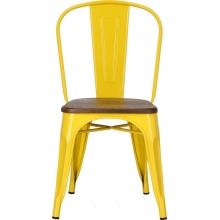 Krzesło metalowe industrialne Paris Wood żółty/sosna orzech D2.Design