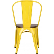 Krzesło metalowe industrialne Paris Wood żółty/sosna orzech D2.Design