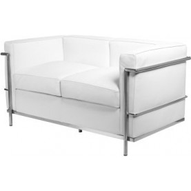 Stylowa Sofa skórzana 2 osobowa Kubik 130 biała TP D2.Design do salonu, poczekalni i kawiarni. 2