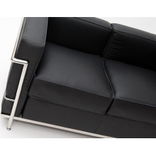 Sofa skórzana 2 osobowa Kubik 130 czarna TP D2.Design