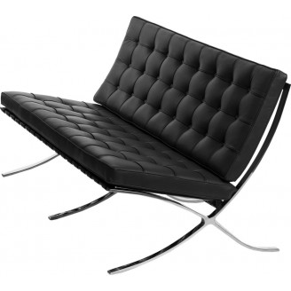 Sofa skórzana pikowana 2 os. BA2 150 czarna D2.Design