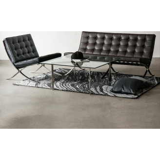 Sofa skórzana pikowana 2 os. BA2 150 czarna D2.Design