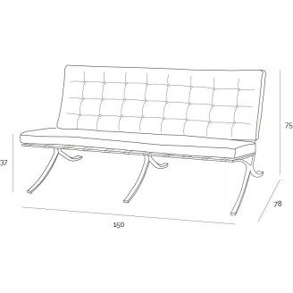 Sofa skórzana pikowana 2 os. BA2 150 jasny brąz D2.Design