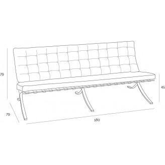 Sofa skórzana pikowana 3 os. BA3 180 brązowa D2.Design