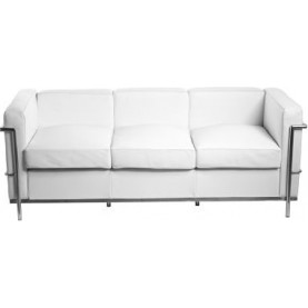 Stylowa Sofa skórzana 3 osobowa Kubik 180 biała D2.Design do salonu, poczekalni i kawiarni. 2