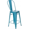 Krzesło barowe metalowe Paris Back 66 niebieskie D2.Design do kuchni, restauracji i baru.