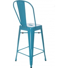 Krzesło barowe metalowe Paris Back 66 niebieskie D2.Design