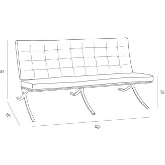 Sofa pikowana z ekoskóry BA2 150 biała D2.Design
