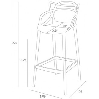 Krzesło barowe z tworzywa Lexi 75 czarne D2.Design