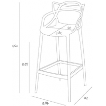 Krzesło barowe z tworzywa Lexi 75 białe D2.Design