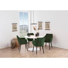Stylowe Krzesło tapicerowane z podłokietnikami Nora VIC zielone D2.Design do stołu.