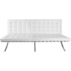 Stylowa Sofa skórzana pikowana 2 os. BA2 150 biała D2.Design do salonu, poczekalni i kawiarni. 2