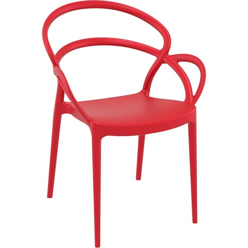 Stylowe Krzesło z podłokietnikami MILA czerwone Siesta do stołu.