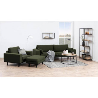Industrialny stolik kawowy okrągły loft Seaford 80 dąb/czarny Actona do salonu i poczekalni.