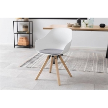Stylowe Krzesło kubełkowe skandynawskie na drewnianych nogach Tina Wood białe D2.Design do stołu.
