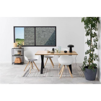 Stylowe Krzesło kubełkowe skandynawskie na drewnianych nogach Tina Wood białe D2.Design do stołu.