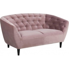Stylowa Pikowana sofa welurowa 2 os. Ria Vic 150 różowa Actona do salonu, poczekalni i kawiarni.