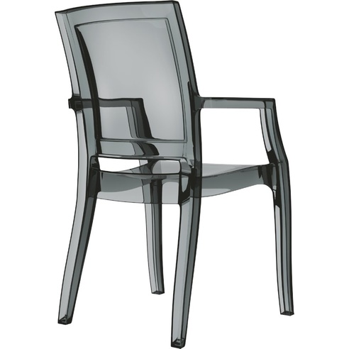 Stylowe Krzesło z podłokietnikami ARTHUR czarne przezroczyste Siesta do salonu, kuchni i restuaracji.