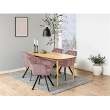 Krzesło tapicerowane pikowane z podłokietnikami Lola różowe Actona do salonu, kuchni i jadalni.