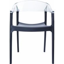 Stylowe Krzesło z podłokietnikami CARMEN czarne/przezroczyste Siesta do salonu, kuchni i restuaracji.