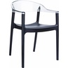 Stylowe Krzesło z podłokietnikami CARMEN czarne/przezroczyste Siesta do salonu, kuchni i restuaracji.