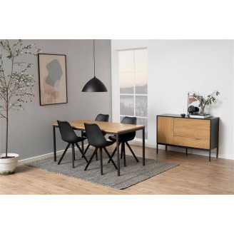 Stylowy Stół industrialny Seaford 160x80 dąb/czarny Actona do kuchni, jadalni i salonu.
