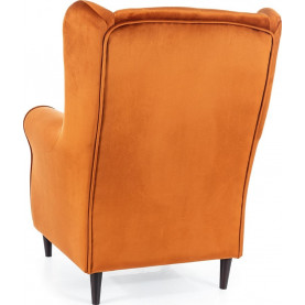 Fotel "uszak" tapicerowany Baron Velvet rudy/wenge Signal 2
