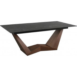 Stół rozkładany z ceramicznym blatem Bonucci 200x98cm czarny nero greco/orzech Signal
