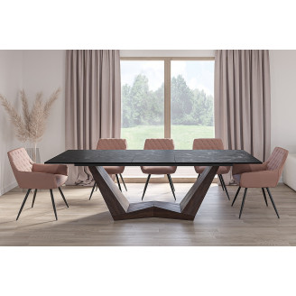 Stół rozkładany z ceramicznym blatem Bonucci 200x98cm czarny nero greco/orzech Signal