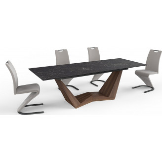 Stół rozkładany z ceramicznym blatem Bonucci 200x98cm czarny nero greco/orzech Signal