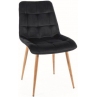 Krzesło welurowe pikowane Chic D Velvet czarny/dąb Signal