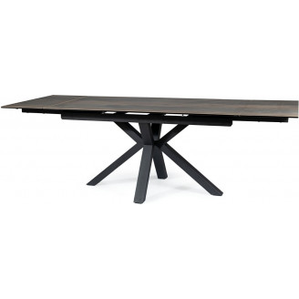 Stół rozkładany z ceramicznym blatem Colubmus 160x90cm efekt drewna/czarny mat Signal
