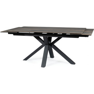 Stół rozkładany z ceramicznym blatem Colubmus 160x90cm efekt drewna/czarny mat Signal