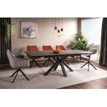 Stół rozkładany z ceramicznym blatem Colubmus 160x90cm efekt drewna/czarny mat Signal