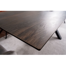 Stół rozkładany z ceramicznym blatem Colubmus 160x90cm efekt drewna/czarny mat Signal