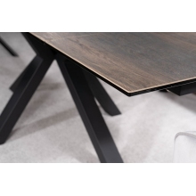 Stół rozkładany z ceramicznym blatem Colubmus 160x90cm efekt drewna/czarny mat Signal