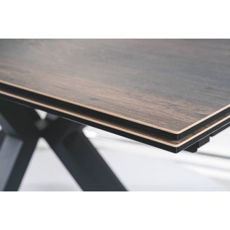 Stół rozkładany z ceramicznym blatem Colubmus 160x90cm efekt drewna/czarny mat Signal