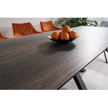 Stół rozkładany z ceramicznym blatem Colubmus 160x90cm efekt drewna/czarny mat Signal