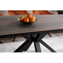 Stół rozkładany z ceramicznym blatem Colubmus 160x90cm efekt drewna/czarny mat Signal