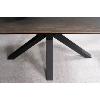 Stół rozkładany z ceramicznym blatem Colubmus 160x90cm efekt drewna/czarny mat Signal