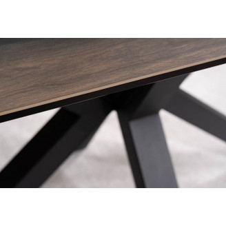 Stół rozkładany z ceramicznym blatem Colubmus 160x90cm efekt drewna/czarny mat Signal